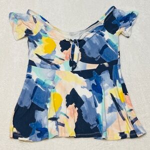 Torrid‎ Super Soft Knits Babydoll Tie Front Top Multicolor Stretch Women's 00